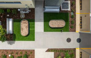 Aerial of vege gardens in complex